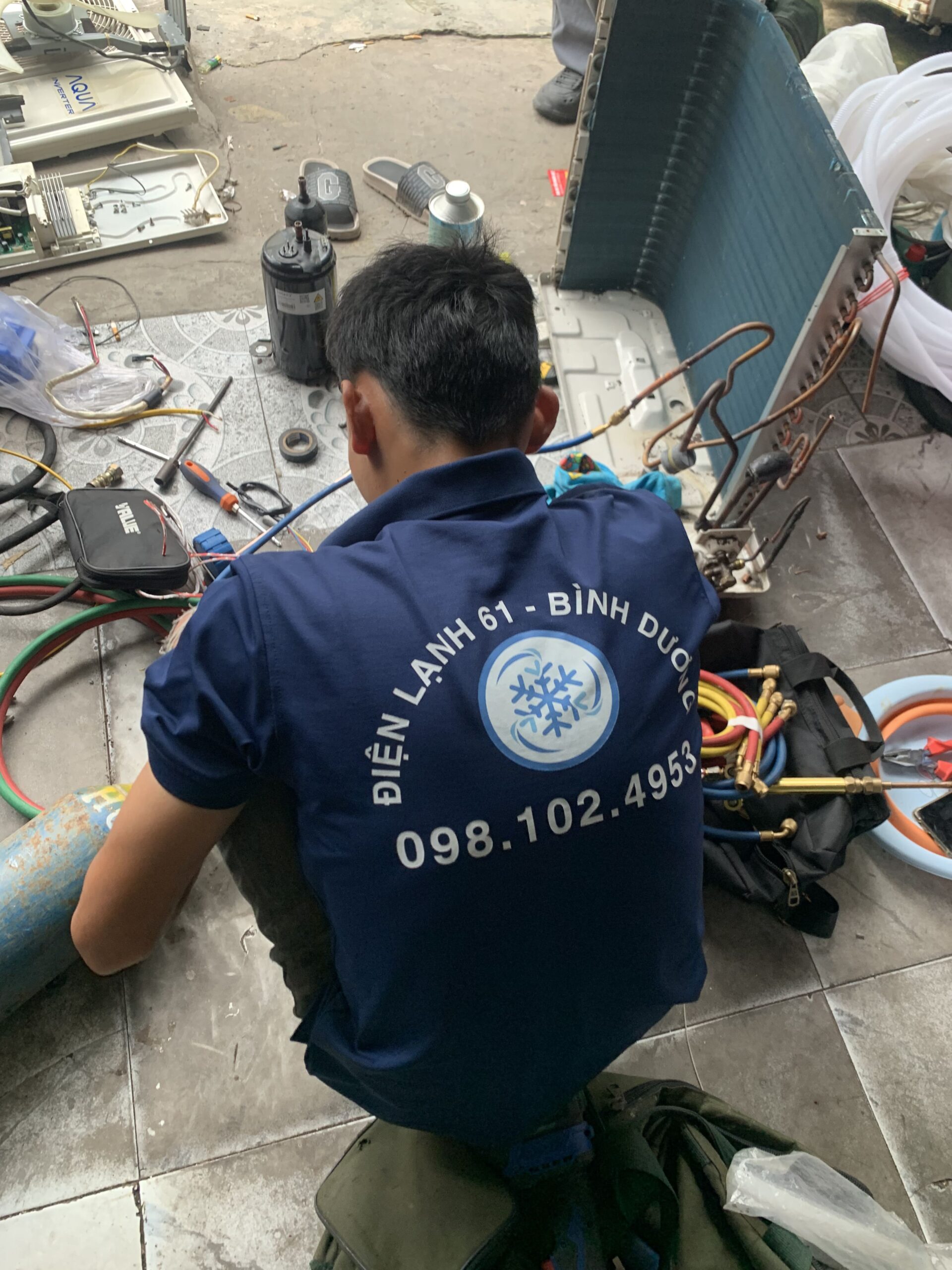giá bơm gas máy lạnh tại Dĩ An Bình Dương của Điện lạnh 61