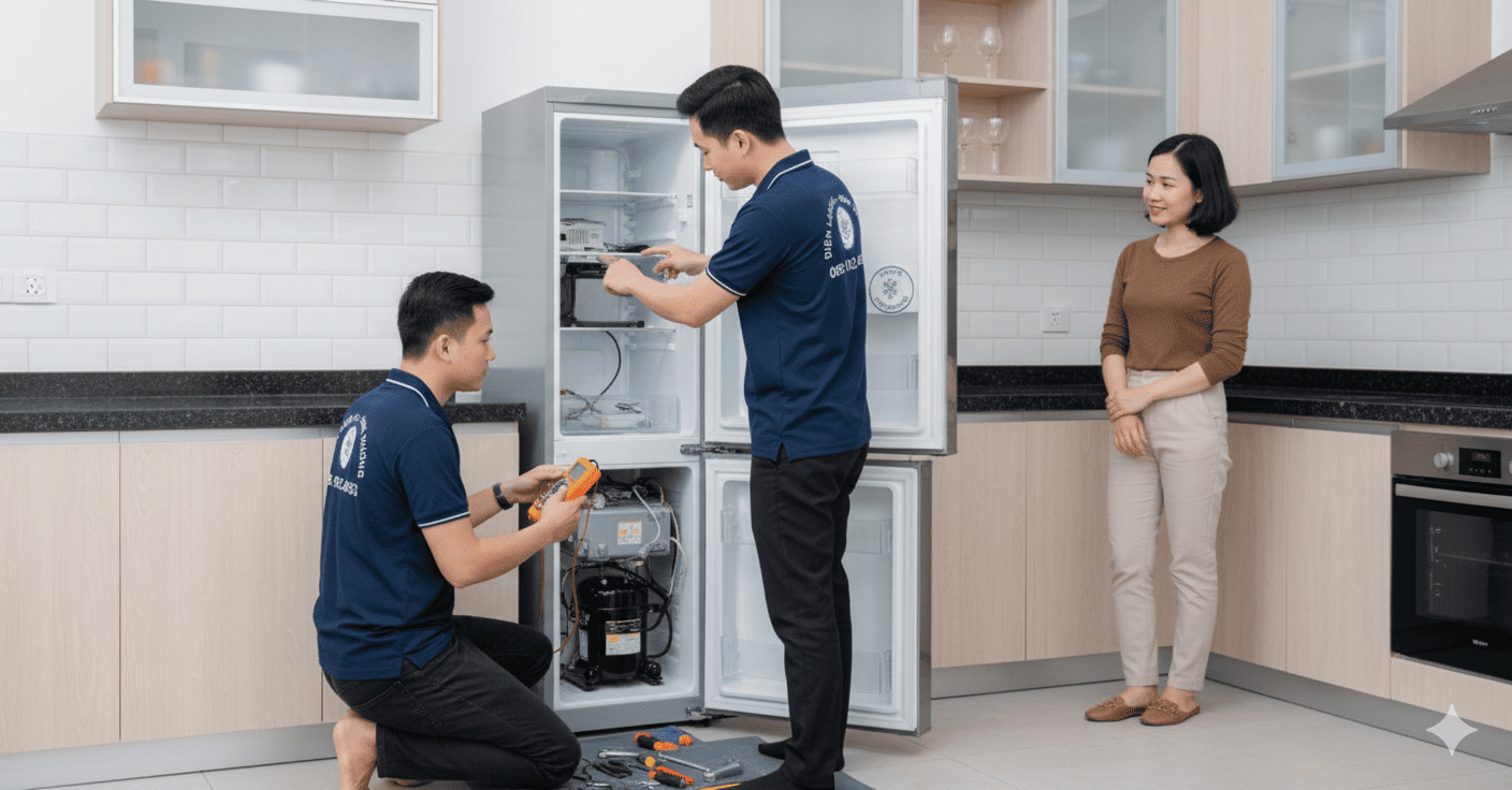Khắc phục lỗi tủ lạnh bị chảy nước tại Đông Hòa.
