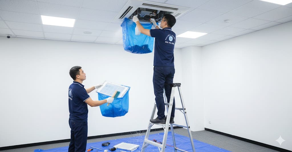 Máy lạnh bị chảy nước tại Bình Hòa cần vệ sinh gấp.