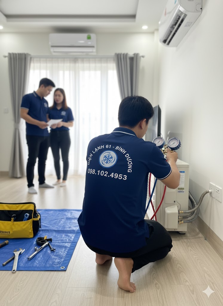Kỹ thuật viên Điện Lạnh 61 lắp đặt máy lạnh chuyên nghiệp