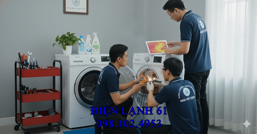 Đội ngũ thợ sửa máy sấy quần áo tại Thuận An chuyên nghiệp.