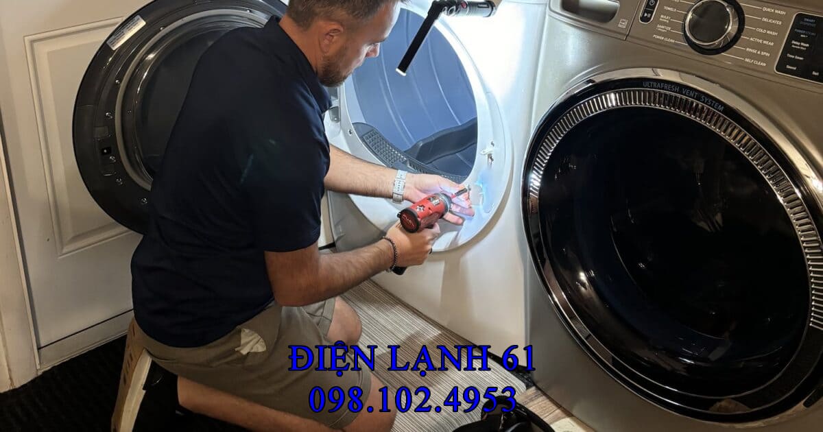 Sửa máy sấy không quay lồng do đứt dây curoa tại Thuận An.