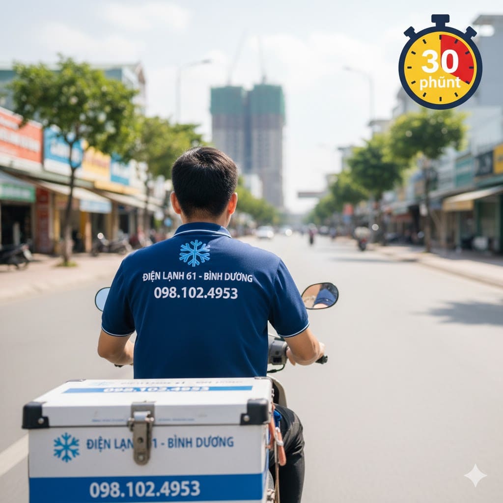 Kỹ thuật viên thực hiện quy trình nạp gas máy lạnh tại Thủ Dầu Một