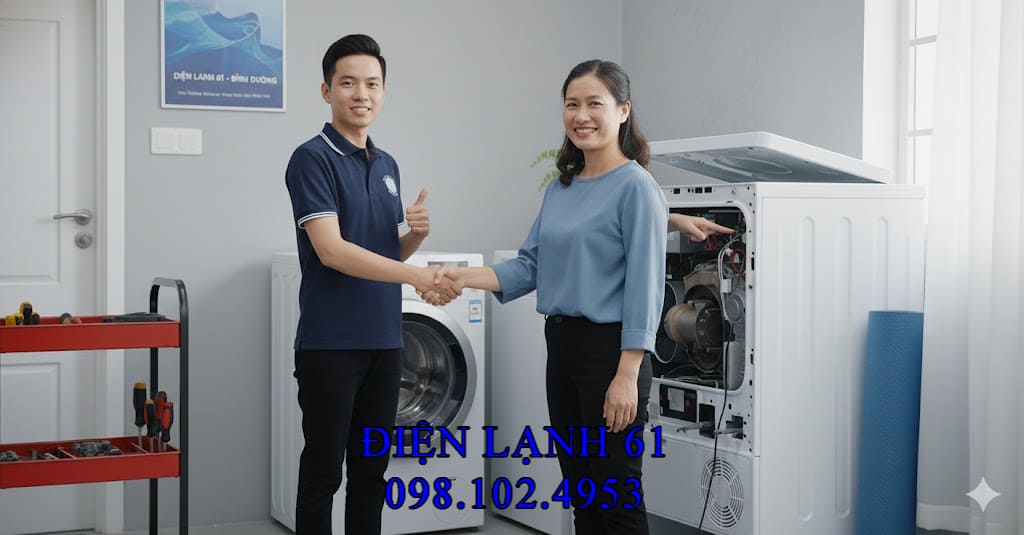 Quy trình 5 bước sửa máy sấy tại nhà Thuận An chuyên nghiệp.