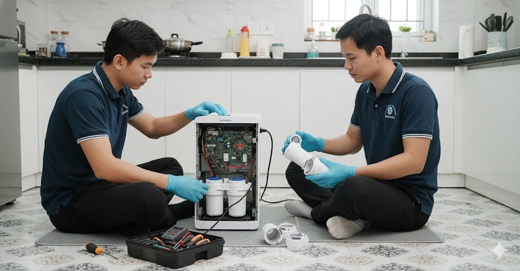 Thợ Điện Lạnh 61 sửa máy lọc nước Karofi tại nhà Thuận An.