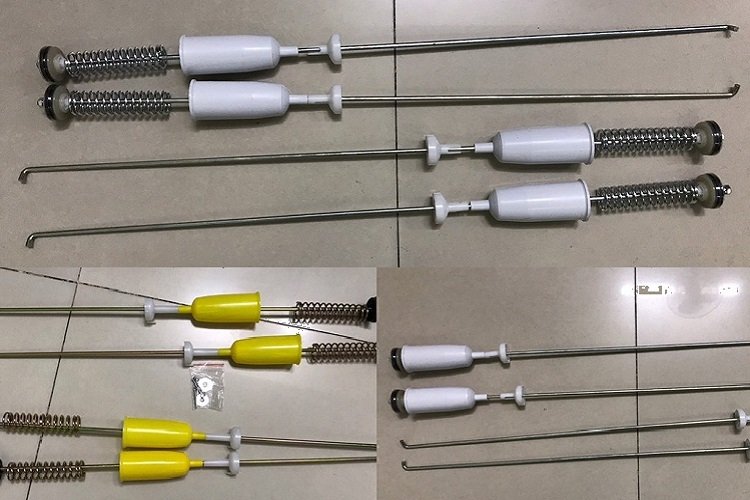 Cận cảnh 1 thanh quang treo máy giặt lồng đứng (có lò xo và mút xốp)